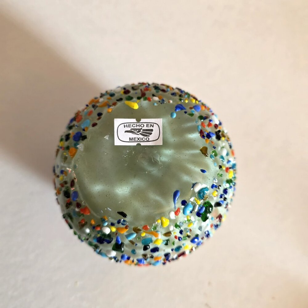 Mexican Glass Jar Pebbled Multi-colored Soy Wax Candle -Light Sandalwood Scent - Picture 5 of 5